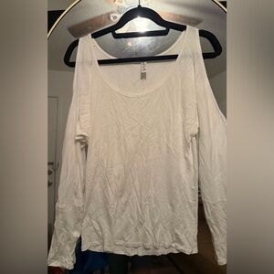 Elegant White Cold Shoulder Long Sleeve Top